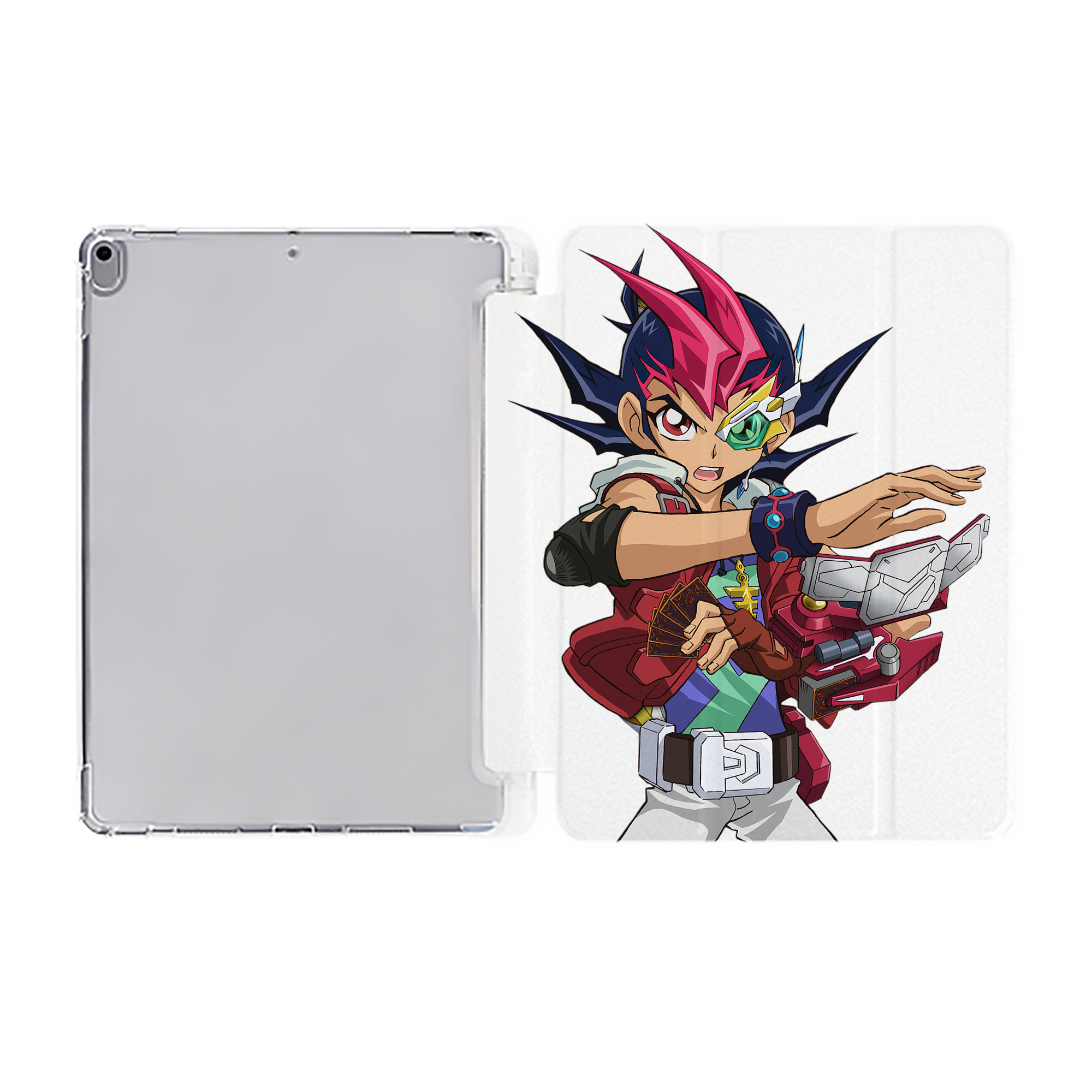 （画像用） 遊☆戯☆王 Yu-Gi-Oh! IPad ケース ペン収納付き 三つ折りスタンド PUレザー×シリコン 対応機種9.5/10.5/10.9インチ
